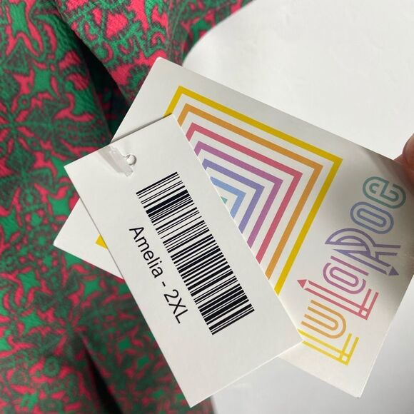 LuLaRoe Green and Pink Patterned Dress - Picture 3 of 6